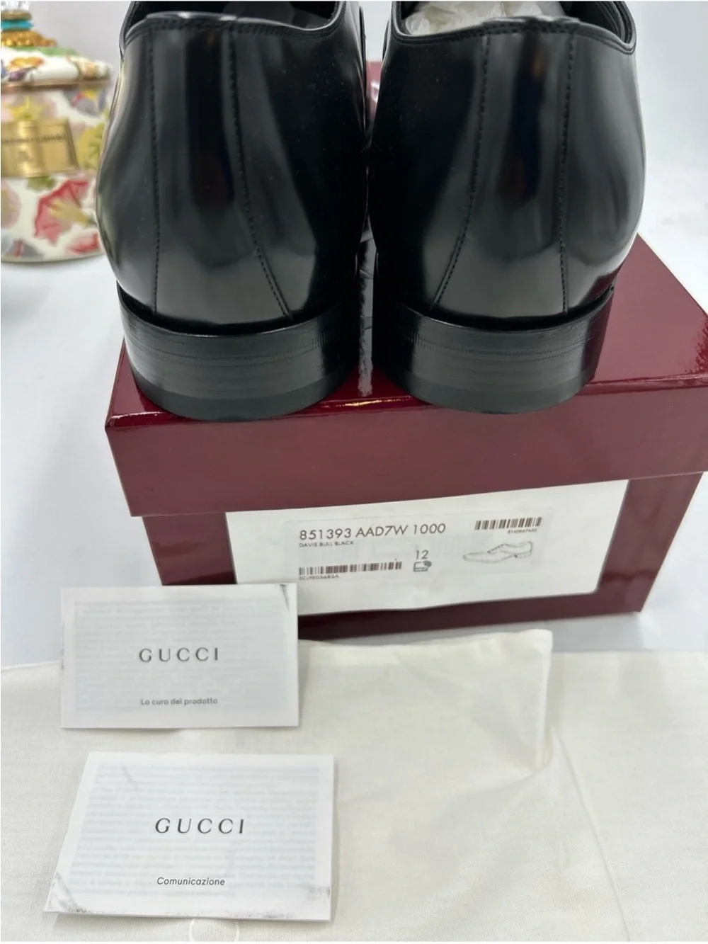 Men’s Gucci, leather lace up dress shoes size 12 fits 12.5 US made in Italy